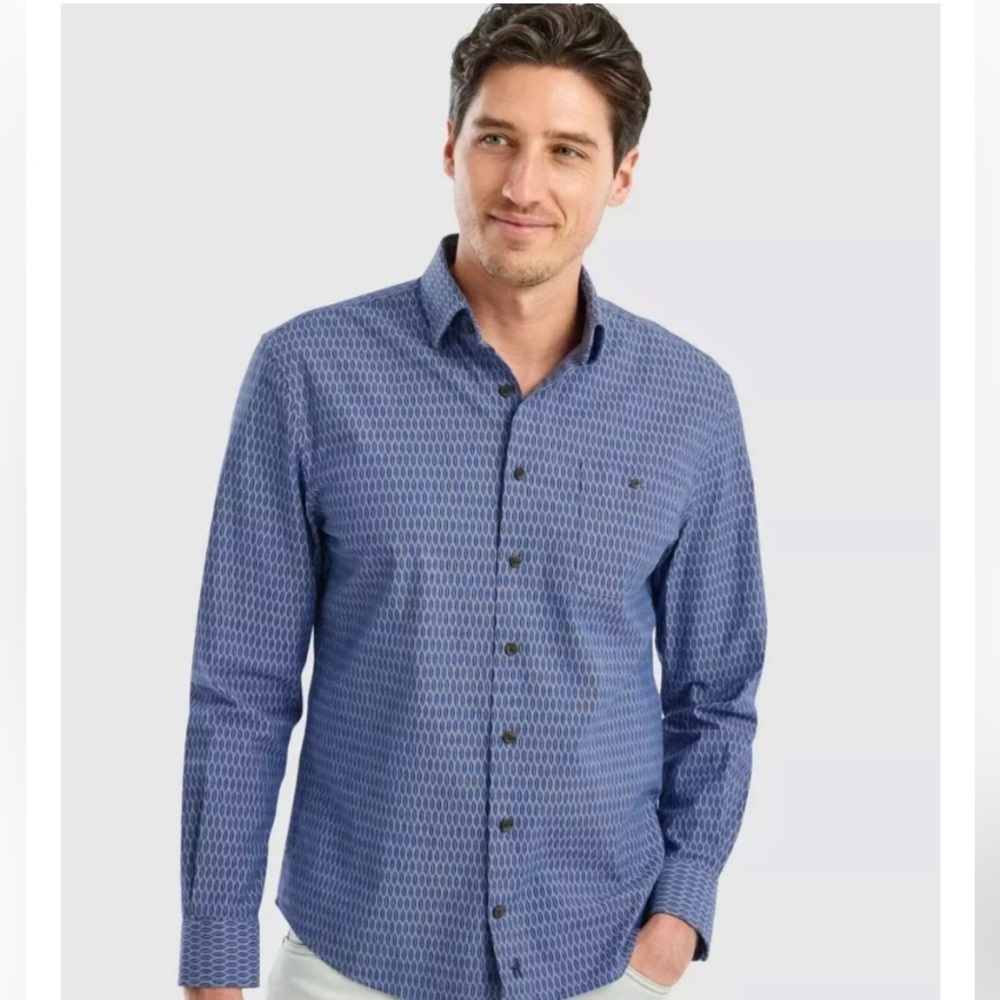 Johnnie-O Hangin' Out Button Down Laguna Blue Size M Stretch - Picture 3 of 6